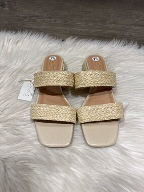 JOIE Nikia Natural Raffia Double-Strap Slide Sandals - Natural
